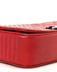 Glazed Calfskin Quilted Small Coco Boy Flap Red