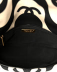 Fabric Printed Large CHNL 19 Flap Black Ecru