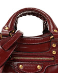 Semi Shiny Calfskin Crocodile Embossed Neo Classic Gold Hardware Mini City Dark Red