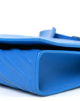 Grained Calfskin Embossed Car Flap Bag Petroleum Blue