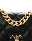 Lambskin Quilted Large CHNL 19 Flap Black