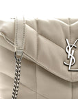 Lambskin Quilted Toy Loulou Puffer Monogram Chain Satchel Crema Soft