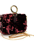 Sequin Paillettes Shiny Nappa Sex and the City Nano Maxi Buckle Baguette Charm Granata
