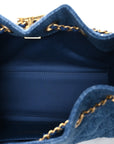 Washed Denim Quilted Mini CHNL 25 Handbag Blue