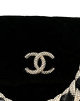 Shearling Lambskin Crystal Strass Flap Black