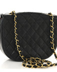 Lambskin Quilted Half Moon Flap Black