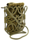 Smooth Calfskin Paula's Ibiza Small Anagram Cutout Tote Olive