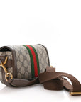 GG Supreme Monogram Web Mini Ophidia Flap Shoulder Bag Brown