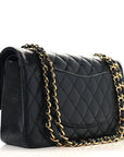 Caviar Quilted Medium Double Flap Black