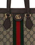 GG Supreme Monogram Web Medium Ophidia Tote Bag Brown