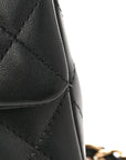 Lambskin Quilted Mini Rectangular Flap Black White
