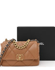 Lambskin Quilted Medium CHNL 19 Flap Brown