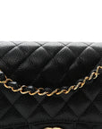 Caviar Quilted Medium Double Flap Black