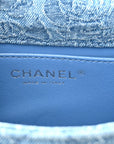 Denim Quilted Camellia Sweetheart Mini Rectangular Flap Blue