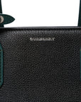 Derby Calfskin House Check Medium Banner Tote Black Sea Green