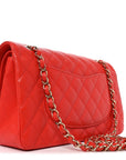 Caviar Quilted Medium Double Flap Red
