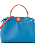 Nappa Colorblock Mini Peekaboo Iconic Satchel Blue Royal Papavero Cuoio