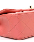 Iridescent Lambskin Quilted Mini Rectangular Flap Pink