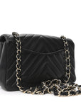 Lambskin Chevron Quilted Mini Rectangular Flap Black