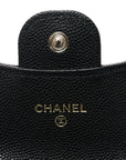 Caviar Quilted Flap Card Holder On Chain Black
