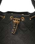Washed Denim Quilted Small CHNL 25 Handbag Black