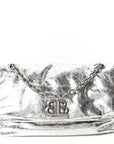 Metallized Arena Calfskin Medium Monaco Chain Shoulder Bag Silver