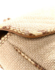Raffia Elaphe Matelasse Small GG Marmont Shoulder Bag Natural Cream Brown