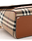 Coated Canvas Calfskin Vintage Check Medium Note Crossbody Bag Briar Brown
