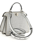 Crystal Vitello Laminato FF Petite Peekaboo I SEE U Satchel Crystal Argento