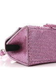 Strass Suede Hourglass Top Handle Bag XS Pink