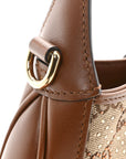 New Canvas Charisma Calfskin Crystal GG Monogram Mini Jackie 1961 Hobo Camel Ebony