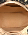 Wool Tweed Lambskin Quilted CHNL 19 Round Clutch With Chain and Coin Purse Beige Black