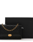 Lambskin Quilted Boy Wallet On Chain WOC Black