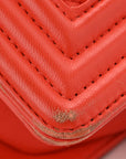Wrinkled Lambskin Chevron Quilted Medium Boy Flap Orange