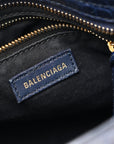 Calfskin Crocodile Embossed Gold Metallic Edge Hardware Mini City Bleu