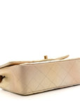 Metallic Goatskin Quilted Mini Rectangular Flap Gold
