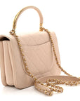 Lambskin Quilted Small Trendy Spirit Top Handle Bag Beige