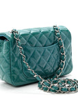 Patent Quilted Mini Rectangular Flap Turquoise