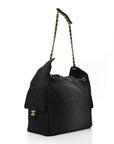 Washed Denim Quilted Medium CHNL 25 Handbag Black