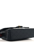 Lambskin Quilted Medium Double Flap Navy