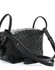 Calfskin Intrecciato Small Loop Top Handle Black