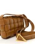 Nappa Maxi Intreccio Small Padded Cassette Crossbody Bag Camel