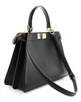 Vitello Seta Shiny Nappa Medium Peekaboo I SEE U Satchel Black Light Rose