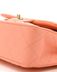 Lambskin Quilted Small Double Flap Light Orange