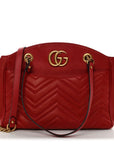 Calfskin Matelasse Medium GG Marmont Open Top Shoulder Bag Hibiscus Red