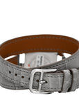 Stainless Steel Alligator Diamond Bezel 23mm Cape Cod Double Tour Chaine d'Ancre Joaillier Quartz Watch Gris Perle