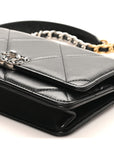 Lambskin Quilted CHNL 19 Wallet On Chain WOC Black