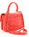 Lambskin Quilted Mini Trendy CC Dual Handle Flap Bag Dark Orange