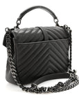 Sheepskin Matelasse Chevron Monogram Medium College Bag Asphalt