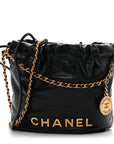 Shiny Calfskin Quilted Mini CHNL 22 Black